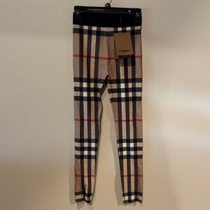 Burberry Women’s XS/Kids 14Y Beige Checkered Stretchy Leggings
